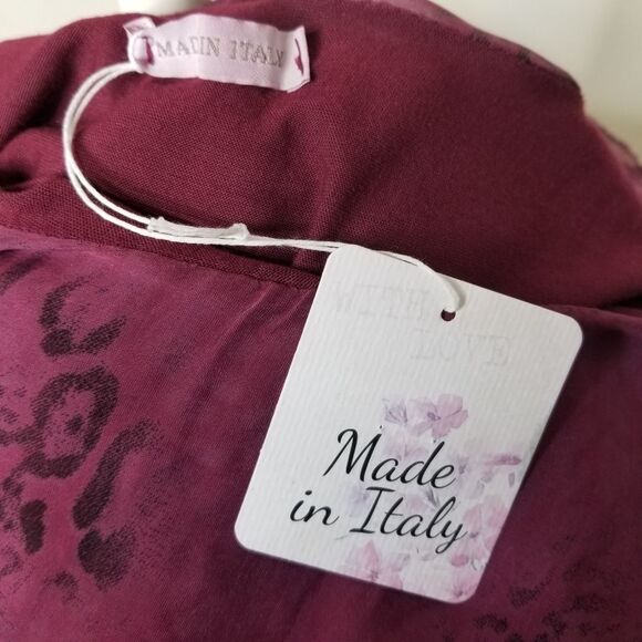 Made in Italy Women's Maroon Layered Sheer Top 3/4 Sleeve - Picture 12 of 15